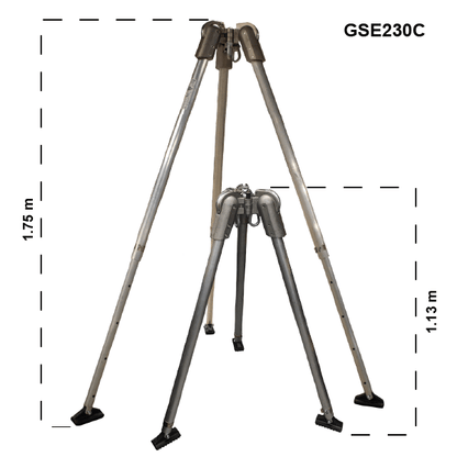 Globestock SENTRY Tripod 230 - Compact Model - Main Dimensions from RiggingUK
