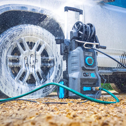 Gorilla Power GP6 - Domestic Pressure Washer - 160 Bar Max Pressure close up of car wheel cleaning 