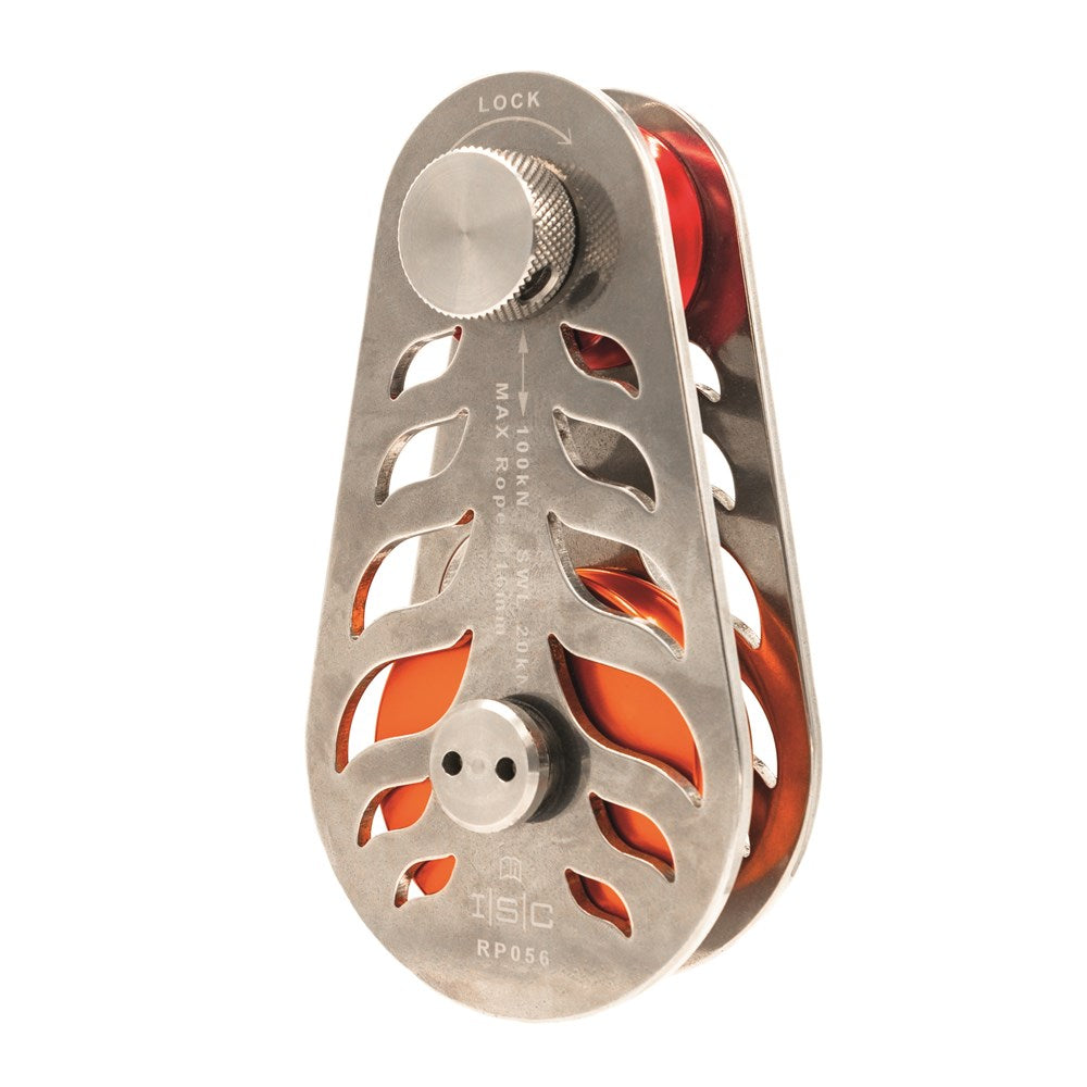 ISC Small Screwlock Flame Rigging Pulley for up to 16mm Rope - MBS 100kN from RiggingUK