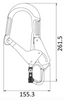 Kratos - Aluminium Double Action Pin Opening Eye Scaffold Hook Locking Main Dimensions from RiggingUK