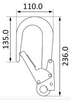 Kratos - Aluminium Double Action Scaffold Hook (Green) Main Dimensions from RiggingUK