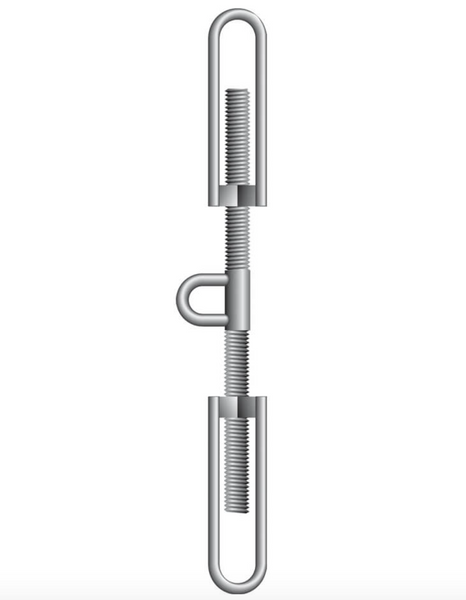 A lashing hamburger (also known as a Hamburger DD turnbuckle) is a robust, drop-forged turnbuckle designed for tensioning lashing chains or wires to safely secure cargo.