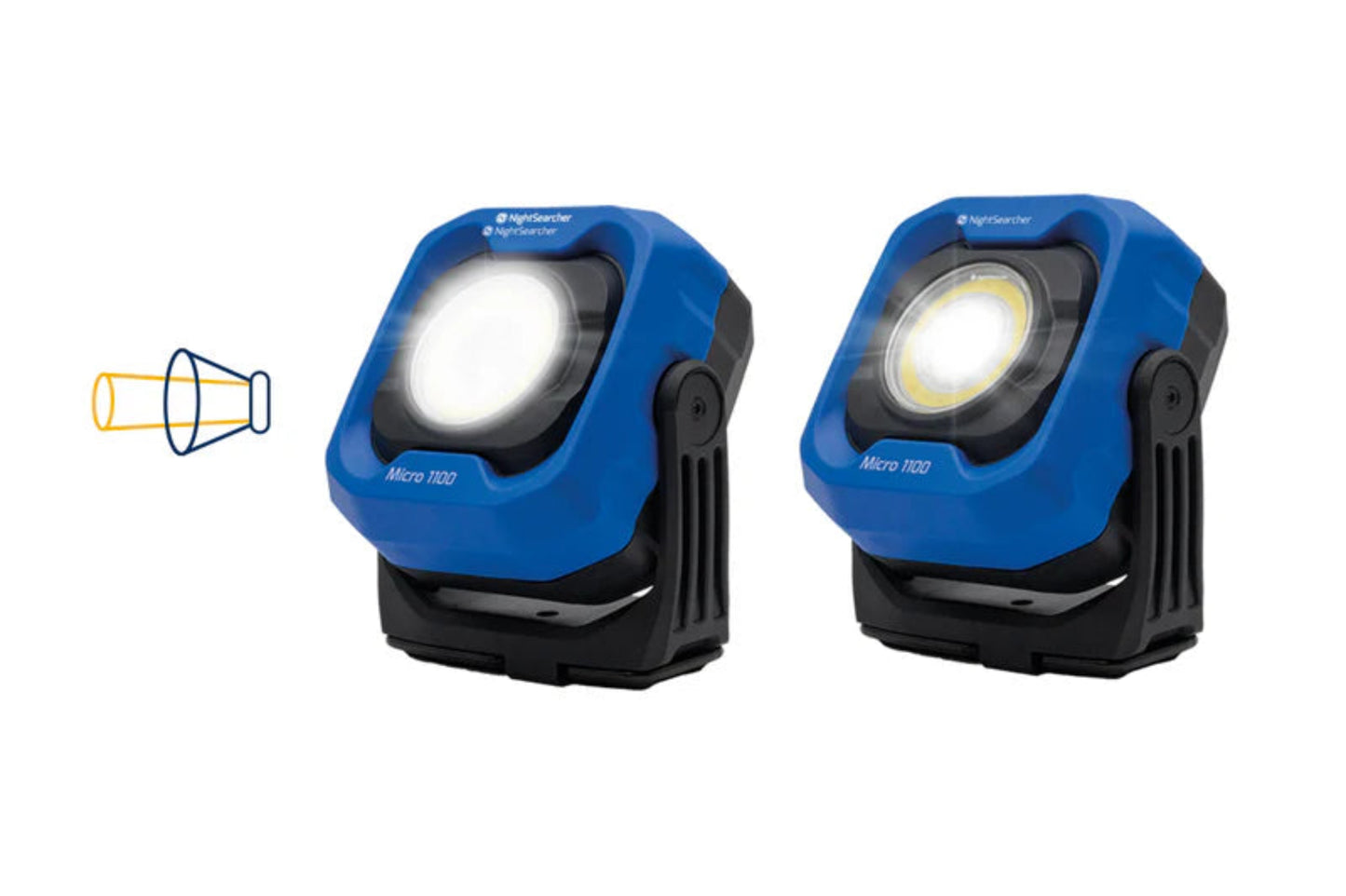 Blue and Black NightSearcher Micro 1100 - 1100 Lumens - Rechargeable Work Light - 2 modes