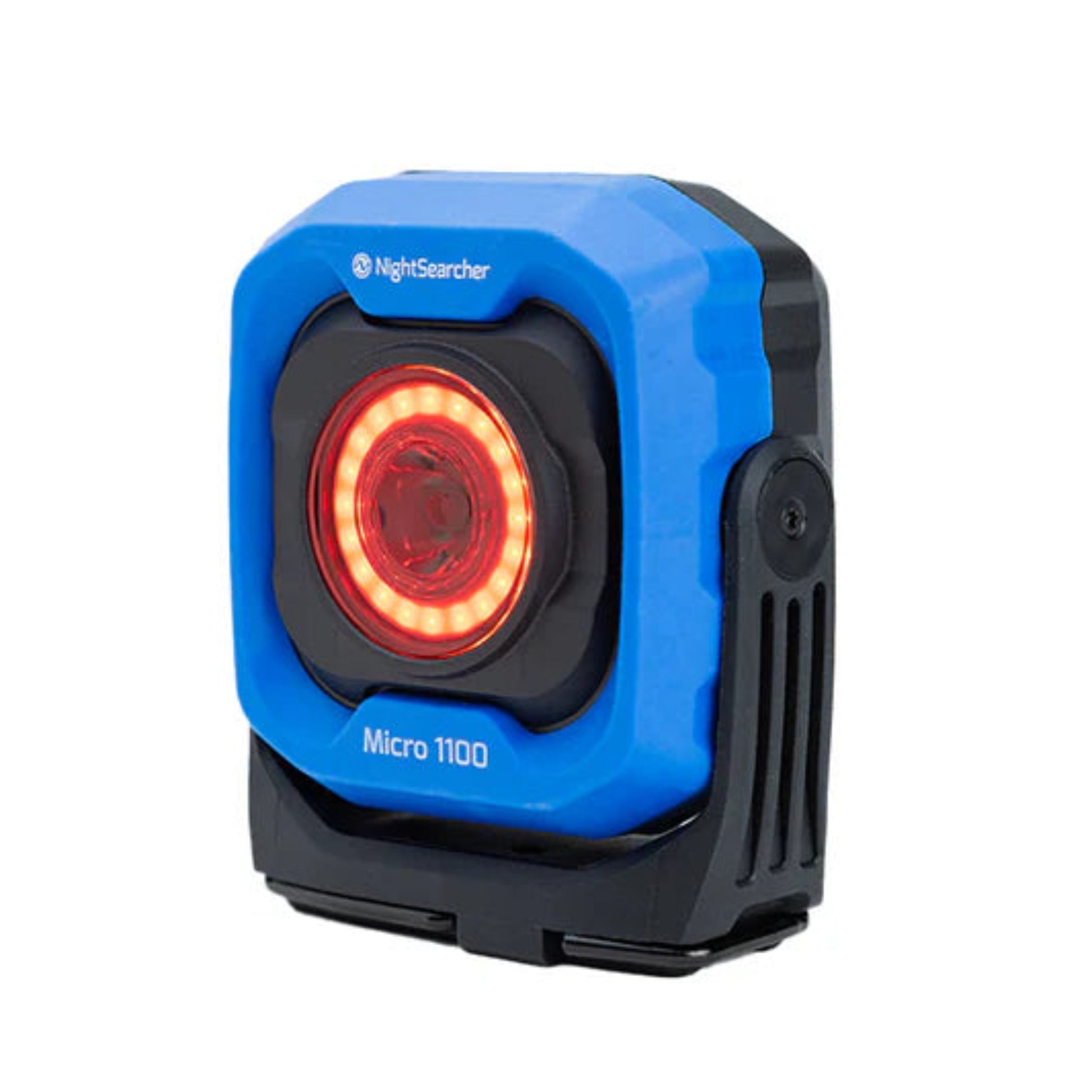 Blue and Black NightSearcher Micro 1100 - 1100 Lumens - Rechargeable Work Light - red mode