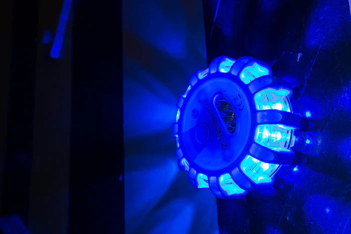 Pulsar AAA Battery Powered Hazard Warning Light - blue turned on