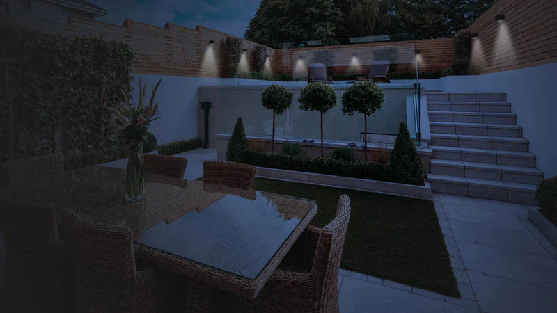 NexSun 400 lumen black solar light with motion sensor in use