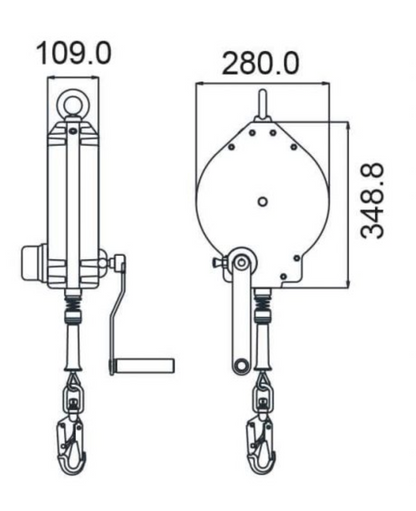 30m Olympe Wire Rope Fall Arrest Block c/w Integrated Recovery System