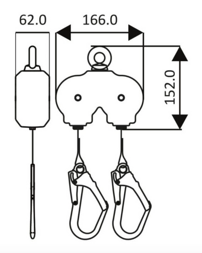 Kratos - 2m Olympe Twin Retractable Webbing Fall Arrest Block