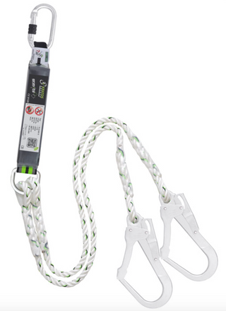  Kratos - Y Forked Shock Absorbing Twisted Rope Twin Lanyard with Scaff Hooks