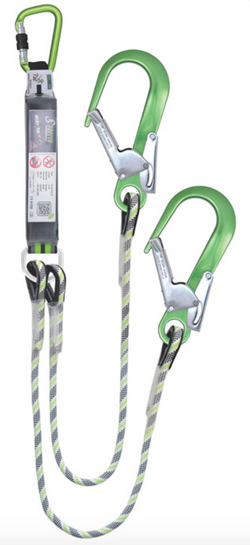  1.5m Gravity-S Y Forked Anti-Cut Shock Absorbing 11mm Dia Kernmantle Twin Lanyard with Scaff Hooks