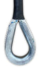 Spliced Galvanised Eye on the end of Orptech Polyester double braid pulling rope - white with blue fleck