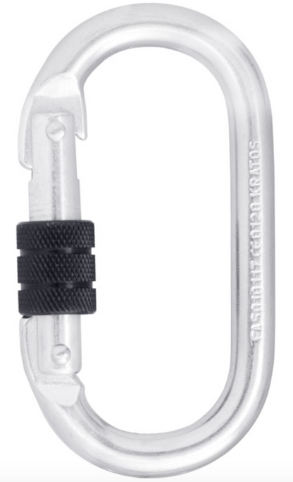 Steel Screw Locking Karabiner - MBS 25kN - Gate Opening 18mm from RiggingUK
