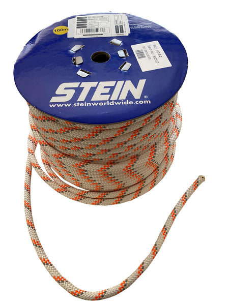 Stein 12mm 100m PE Pulling Rope - White with orange fleck