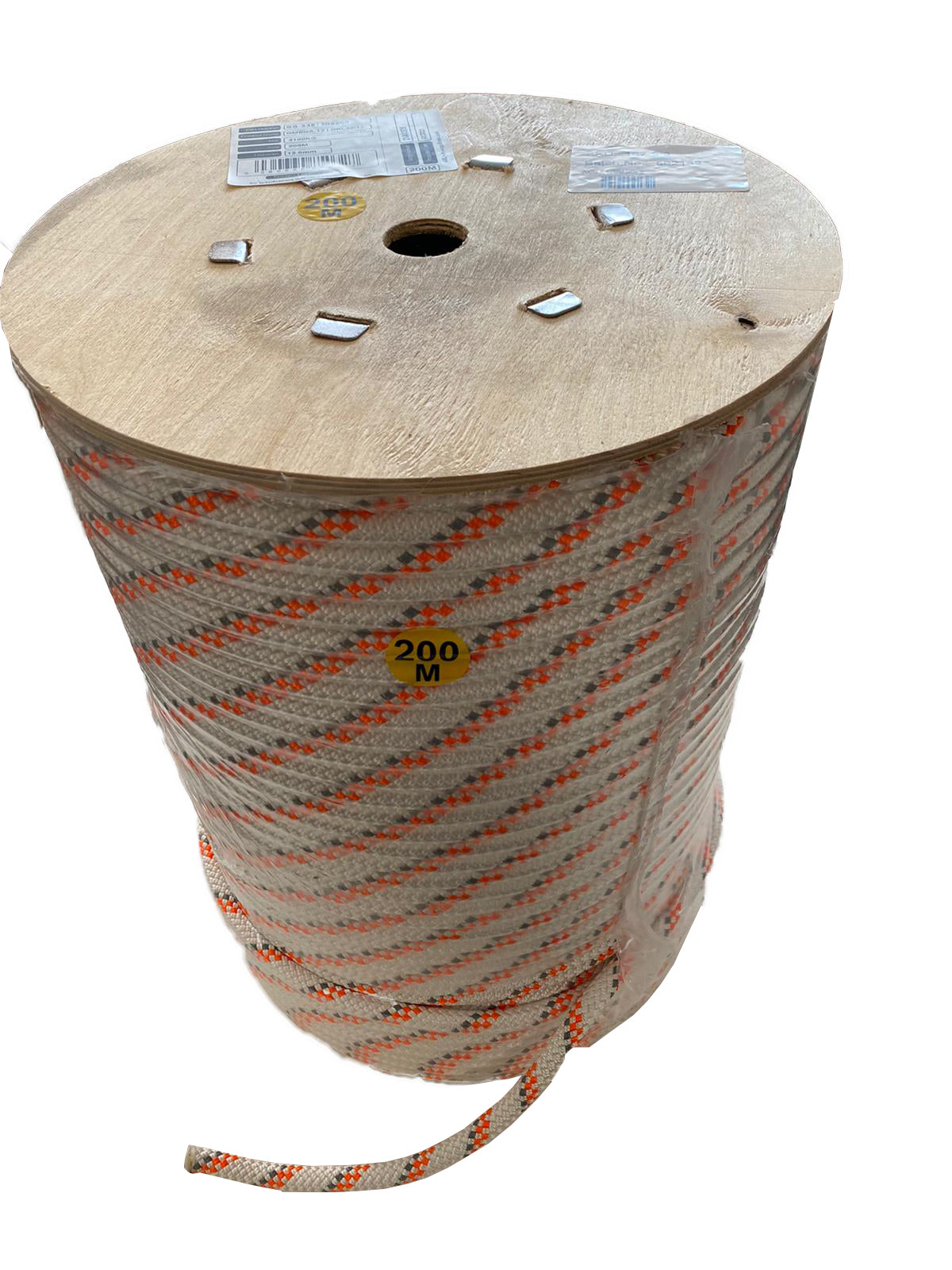 Stein 12mm 200m PE Pulling Rope - White with orange fleck