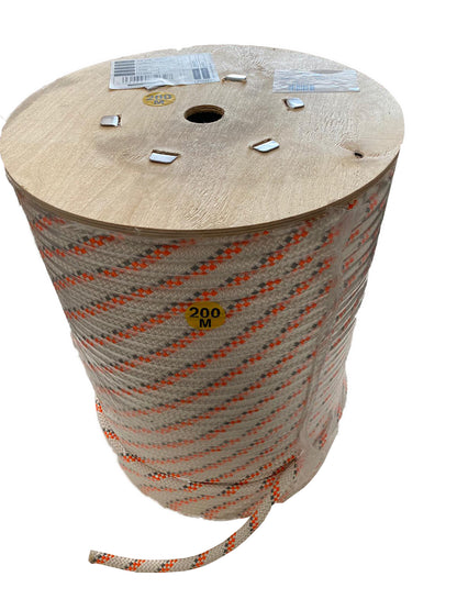 Stein 12mm 200m PE Pulling Rope - White with orange fleck