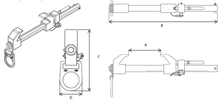 Technical Drawing of Tiger Single Jaw Sliding Beam Anchor