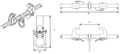 Technical Drawing of Tiger Two Jaw Sliding Beam Anchor