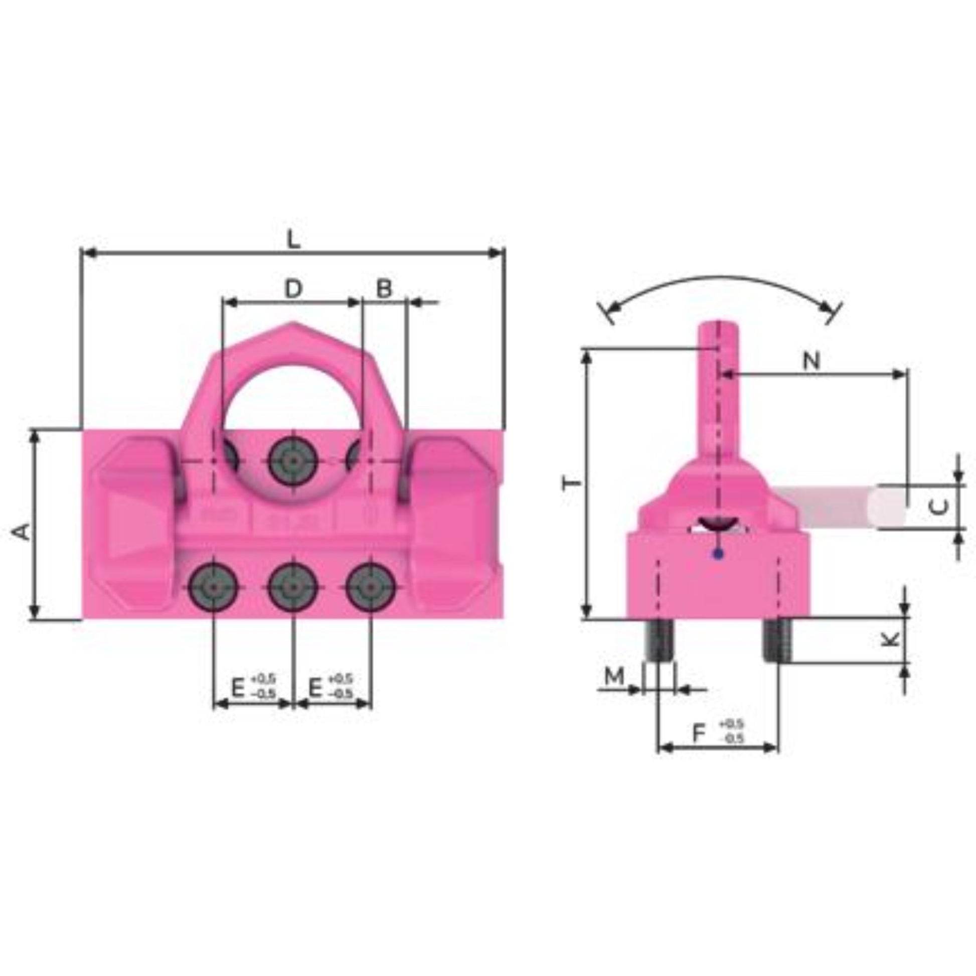 RUD - VRBG 31.5t and 50t - Load Ring on Plate for Bolting Main Dimensions from RiggingUK