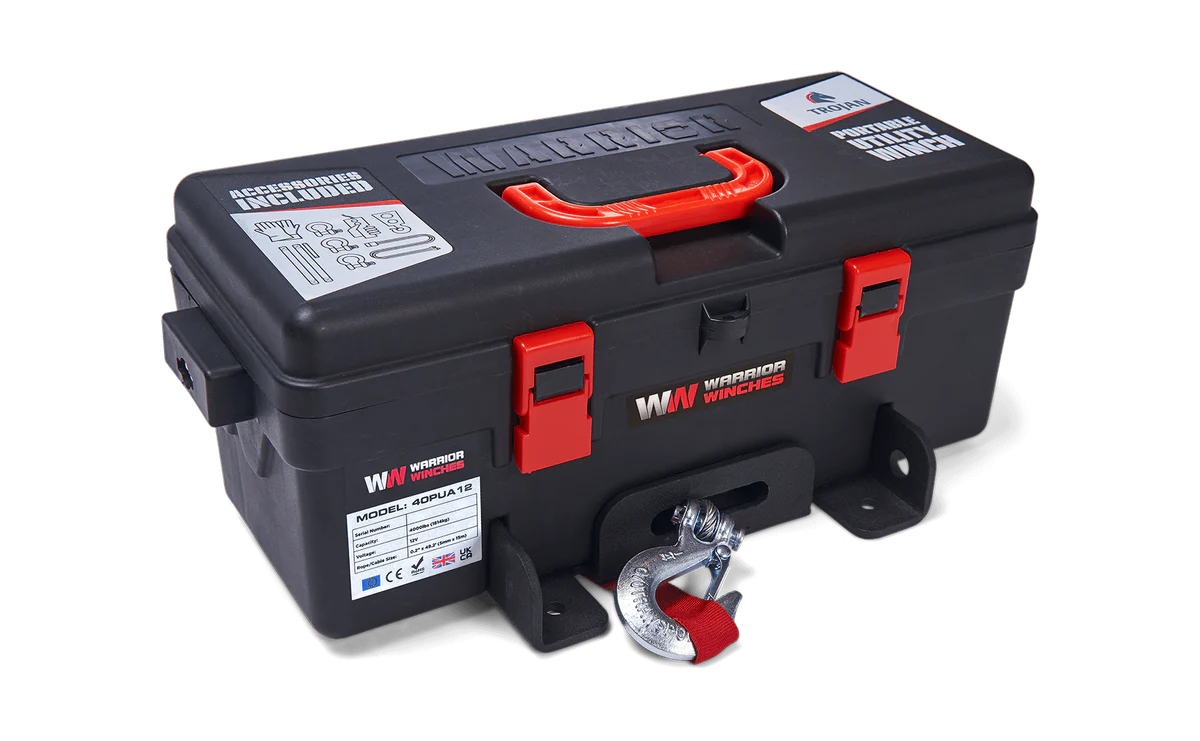 Trojan Portable Utility 12v (1814kg) Winch with Synthetic Rope