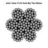 3mm By the Meter  7 x 19 Galvanised Wire Rope