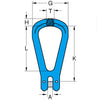 YOKE Grade 100 Clevis Master/Reevable Egg Link Dimensions