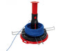 RUNPOTEC Red and Black X BOARD XB 300 Cable Winder + Multi-Function Mandrel Set in use with blue cable