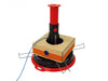RUNPOTEC Red and Black X BOARD XB 300 Cable Winder + Multi-Function Mandrel Set in use with a box holding blue cable