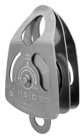 ISC Medium Double Prussik Pulley - Stainless Steel - MBS 50kN - Max Rope Dia 13mm Roller Bearing