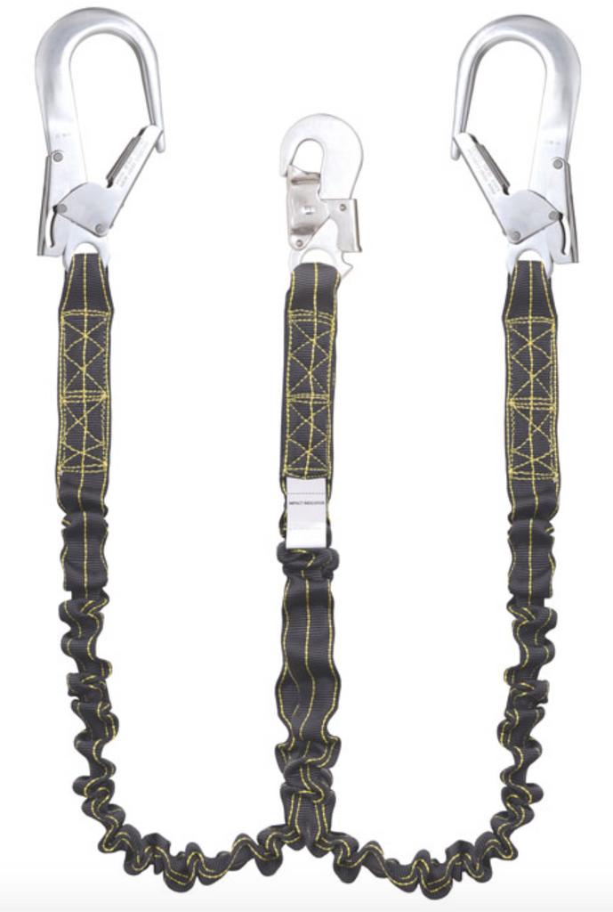 Kratos - 2m Revolta Forked Shock Absorbing Lanyard with Twin Scaff Hooks 1.5-2m