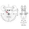 Technical Drawing of Orange Tiger Fixed Jaw Heavy Duty Beam Clamp with Shackle - Type BCF