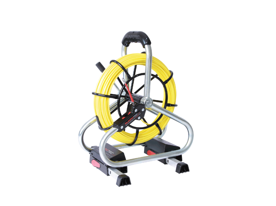 RUNPOTEC - PROFI-SET Fiberglass rod with wheeled cage incl. double-outlet system 80m Ø 6mm 7 piece accessory kit 80m
