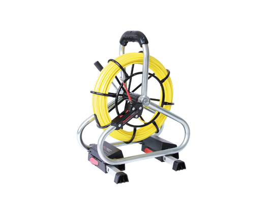 RUNPOTEC - PROFI-SET Fiberglass rod with wheeled cage incl. double-outlet system 80m Ø 6mm 7 piece accessory kit 80m