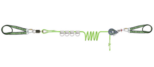 25m 4 User Horizontal Temporary Lifeline with Crossover Rings 25m