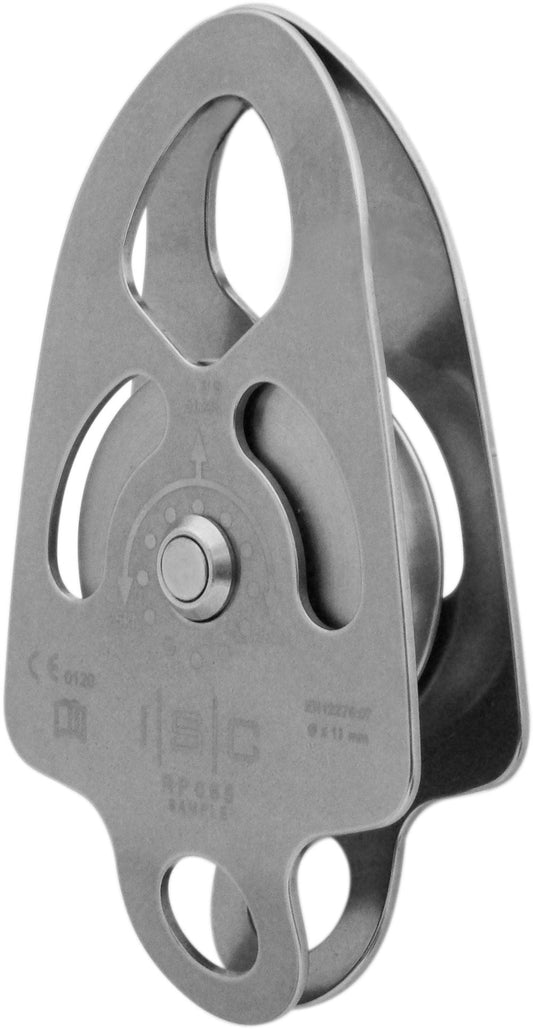 ISC Medium Single Prussik Pulley with Load Becket - Stainless Steel - MBS 50kN - Max Rope Dia 13mm Bushing
