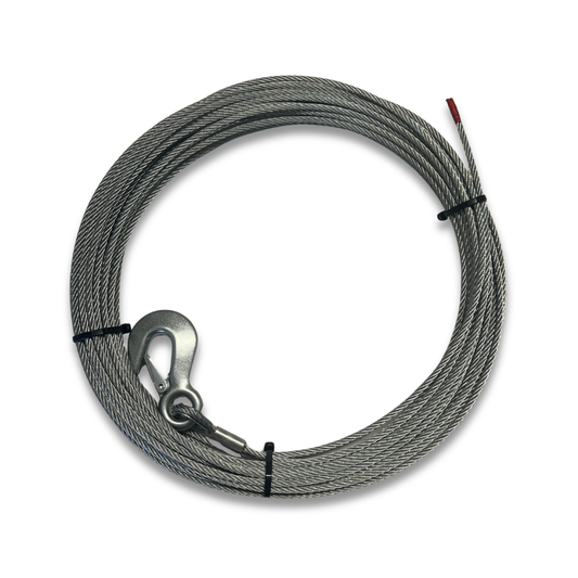 Pre cut 7 x 19 Galvanised Wire Rope with Safety Hook for Tiger BHW Winches 8mm x 16m