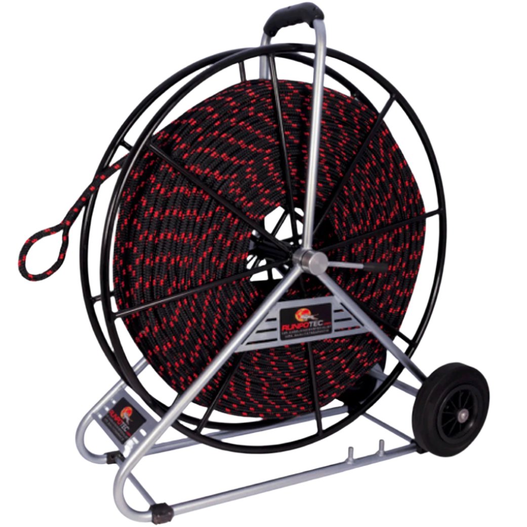 RUNPOTEC - 10mm Diameter Pulling Rope Polyester with Reel Ø10mm - 200m - 2 x (SE) Spliced Eye  - MBL 1,640kg incl. reel