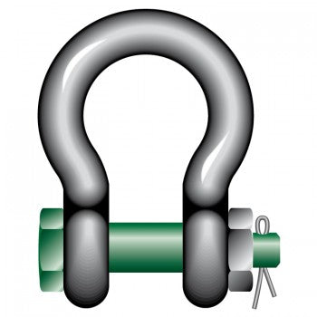 Green Pin Grade 6 Bow Shackles with Bolt and Safety Nut