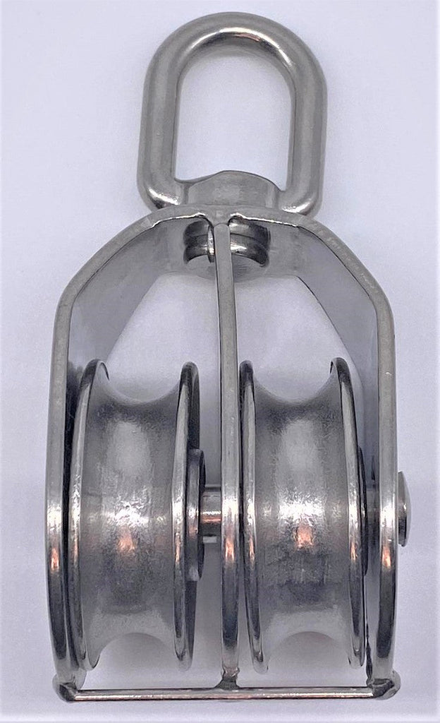 Stainless Steel AISI 316 Double Pulley Block with Swivel Eye 50mm / 10mm