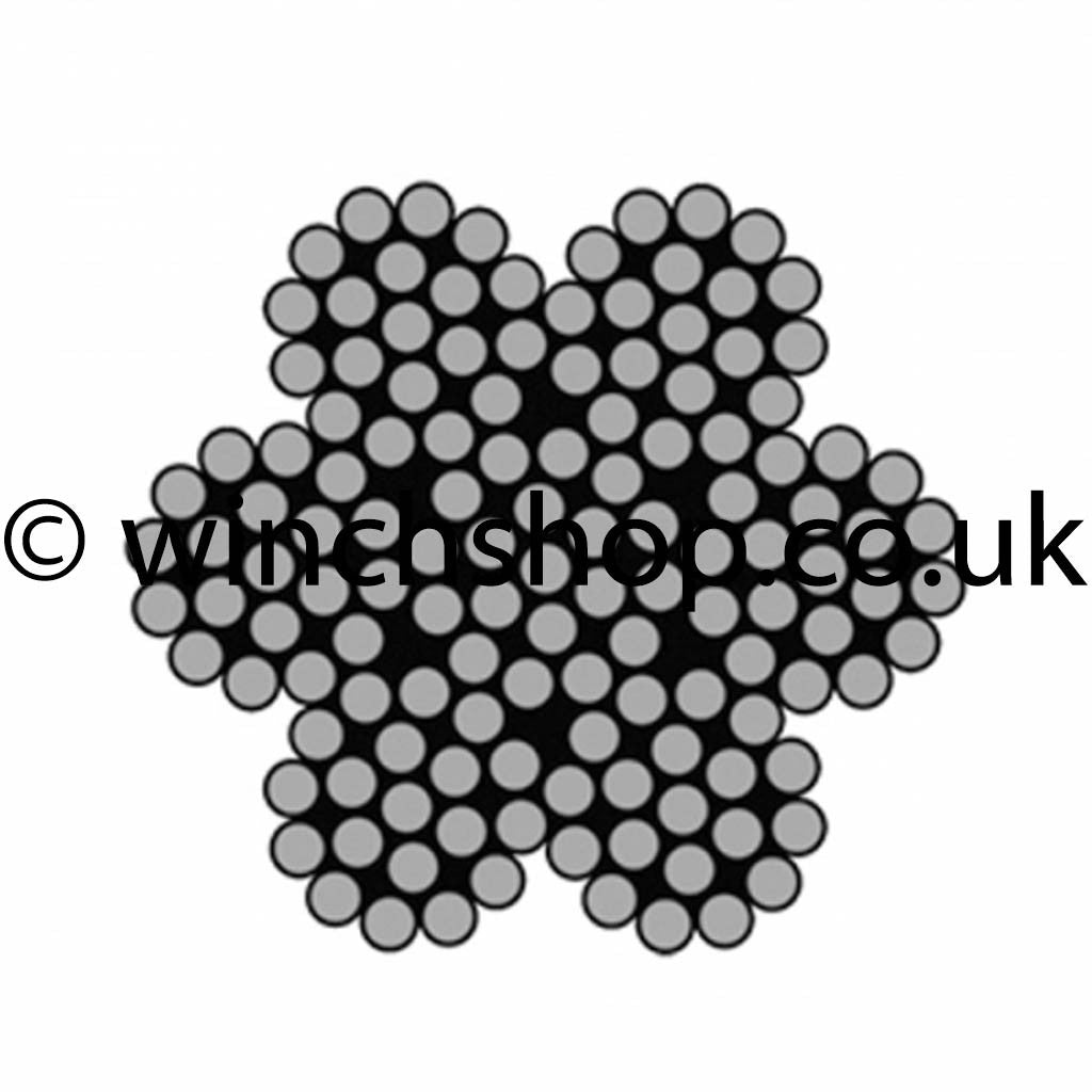 3mm 7 x 19 Galvanised Wire Rope, 12 metres long with Soft Eye