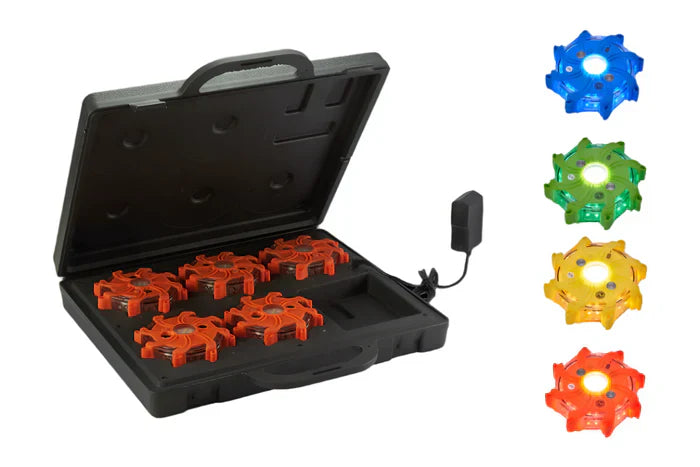 Set of 5 Red Pulsar Pro Rechargeable Hazard Warning Light by NightSearcher