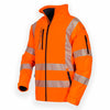 Orange safety jacket with reflective stripes on a white background