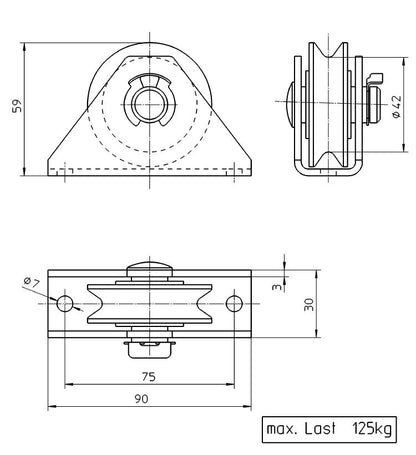 Haccon 125kg - PTM-125SS - Pulley with Stainless Steel Bracket