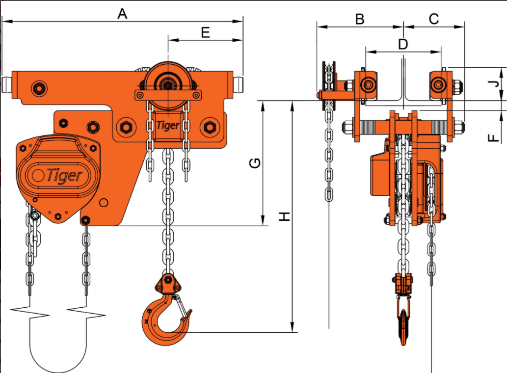 2.0t LHCG Low Headroom Combined Geared Block & Trolley. 88-180mm