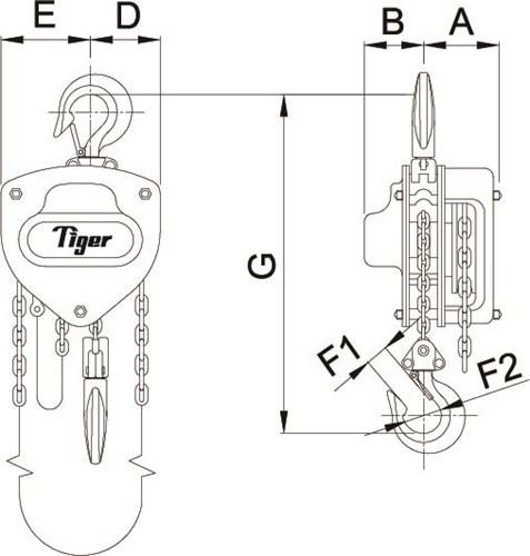 TIGER CHAIN BLOCK PROCB14, (lite) 2.0t CAPACITY Ref: 211-5 - Hoistshop