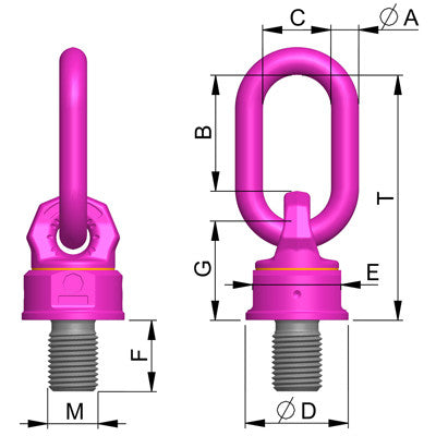 VWBG Load ring, metric thread dimension drawing