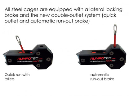 RUNPOTEC - PROFI-SET Fiberglass rod with wheeled cage incl. double-outlet system 80m Ø 6mm 7 piece accessory kit