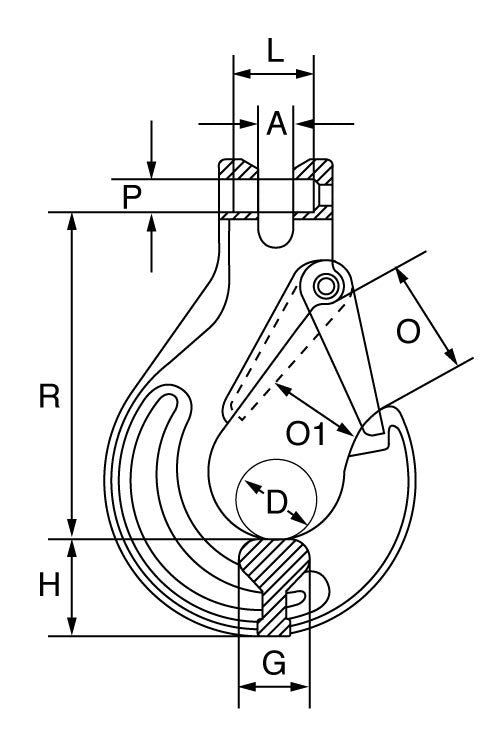 Grade 8 Clevis Sling Hook with Safety Catch to BS-EN 1677-2