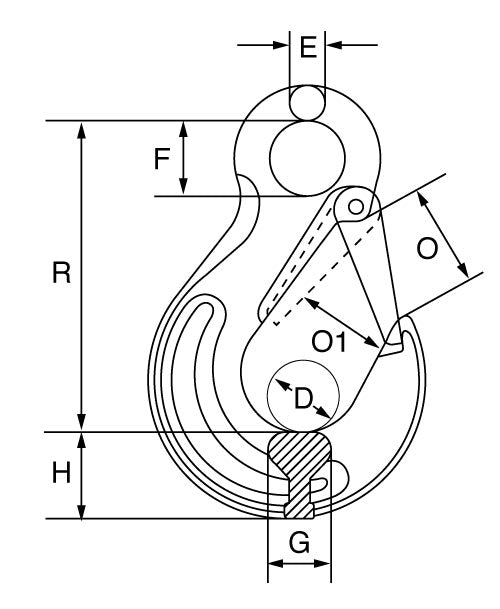 Grade 8 Eye Sling Hook with Safety Catch to BS-EN 1677-2