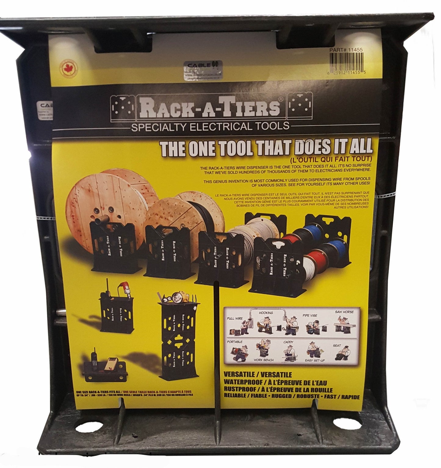 The Rack-A-Tiers Wire Dispenser, cable reeler, cable holder, cable spooler, wire spooler