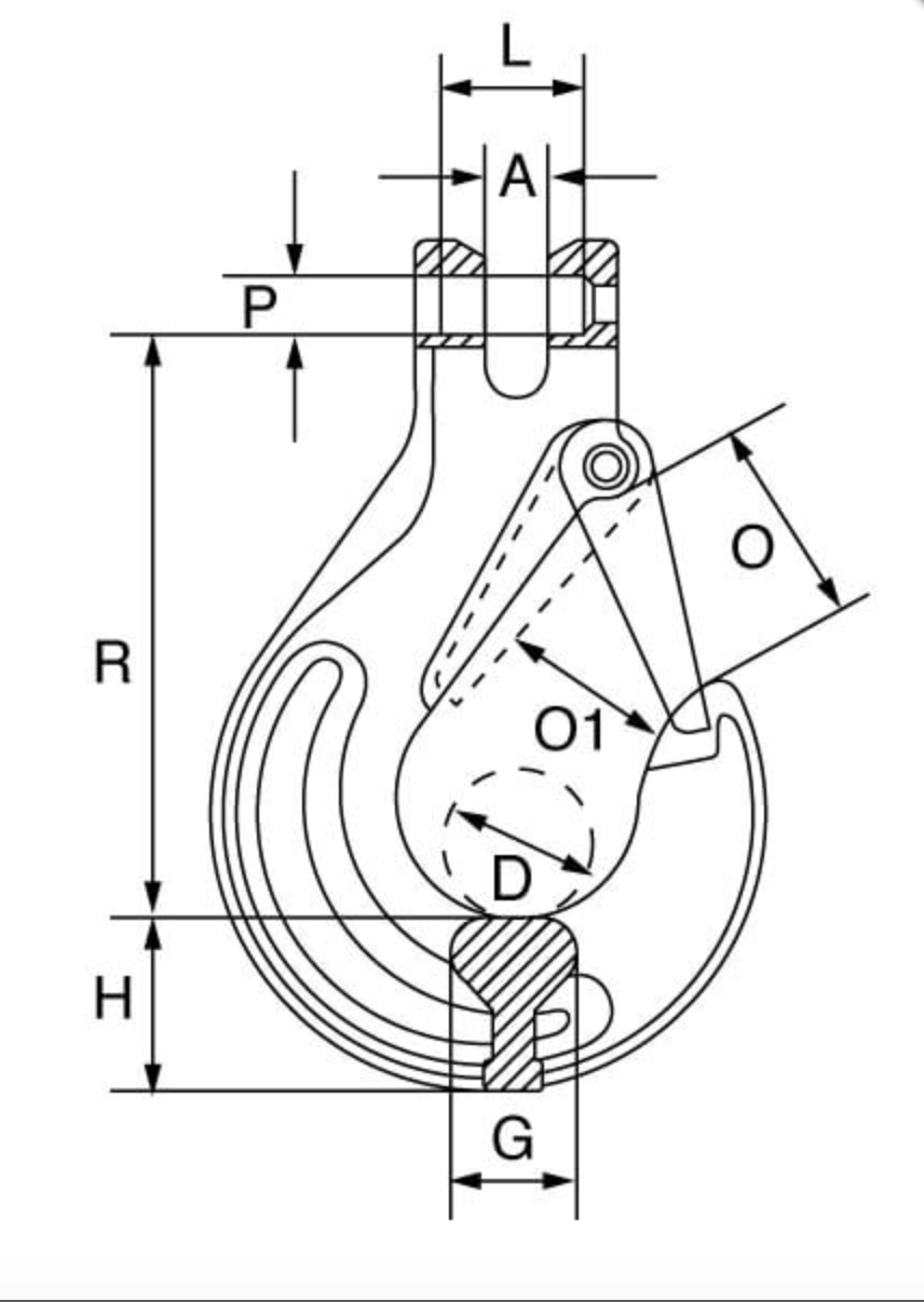 Grade 10 Clevis Sling Hook c/w Safety Catch to BS-EN 1677-2